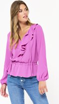 LOLALIZA Blouse met ruches - Paars - Maat 38