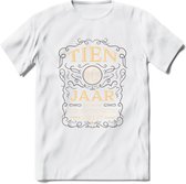 10 Jaar Legendarisch Gerijpt T-Shirt | Grijs - Ivoor | Grappig Verjaardag Cadeau | Dames - Heren | - Wit - S