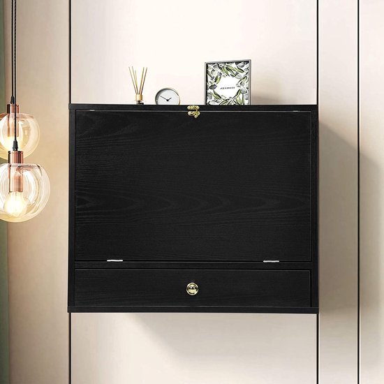 RFWR® Opklapbare Wandtafel met Geïntegreerde Wandkast - Eettafel en Keukentafel - Wit