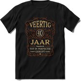 40 Jaar Legendarisch Gerijpt T-Shirt | Roest - Ivoor | Grappig Verjaardag Cadeau | Dames - Heren | - Zwart - 3XL