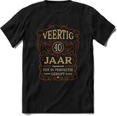 40 Jaar Legendarisch Gerijpt T-Shirt | Roest - Ivoor | Grappig Verjaardag Cadeau | Dames - Heren | - Zwart - S