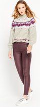 LOLALIZA Skinny broek van imitatieleer - Bordeaux - Maat 42