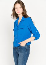 LOLALIZA Overhemd met driekwartsmouw - Light Blauw - Maat 46