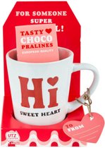 LuxuryLiving - Mok met tekst en pralines - Valentijn cadeautje voor hem of haar - Sweet Heart - 11 cm - Keramiek - Wit