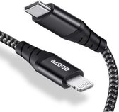 ESR iPhone kabel Zwart 1 Meter Gevlochten geschikt voor Apple iPhone 6,7,8,X,XS,XR,11,12,13,Mini,Pro Max - iPhone oplaadkabel - iPhone oplader kabel - Lightning naar USB Snellaad Kabel  Zwart