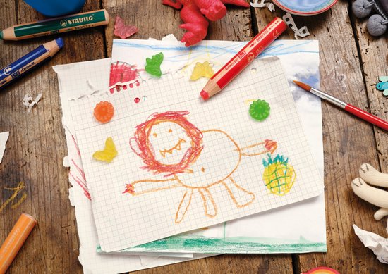 STABILO Woody 3 en 1 - Crayon de couleur multi-talentueux - Étui avec 6 couleurs pastel Incl. Taille-crayon