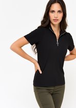 LOLALIZA T-shirt met rits op de kraag - Zwart - Maat XS