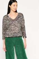 LOLALIZA T-shirt met zebra print - Ecru - Maat M