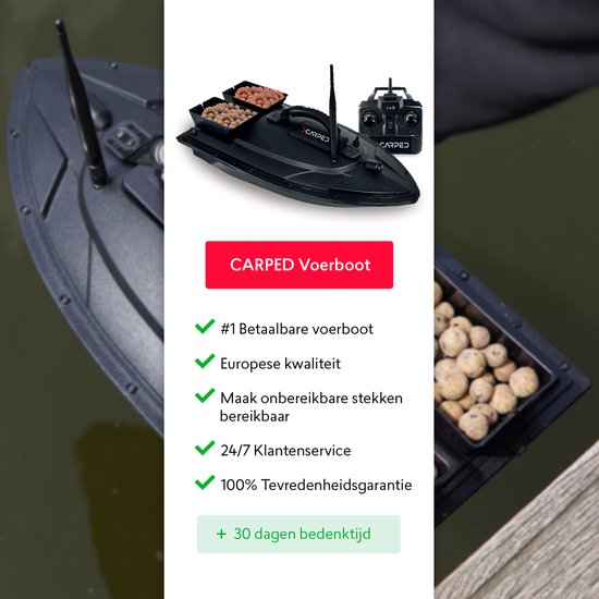 CARPED® Voerboot - Incl. 2 Accu's en Tas - 500 Meter Bereik - 1KG Voercapaciteit - Karper Vissen Baitboat - Hengelsport Materiaal - Visspullen Accesoires — afbeelding 2
