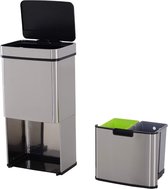 Automatisch Openende XL Trio Afvalscheiding Prullenbak Met Infrarood Sensor - 3 Vakken Afval Scheiden - Trio Afvalscheider Vuilniszakken Afvalemmer Met Bewegingssensor - Trash Can Bin - RVS -