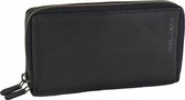 HillBurry Dames Portemonnee met Dubbele Rits - RFID - Premium Zip Around Vrouwen Portefeuille - Vintage Leer - Zwart