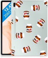 Bumper Case Geschikt voor Samsung Galaxy Tab S7FE Hippe Hoesje Quotes Nut Jar met transparant zijkanten