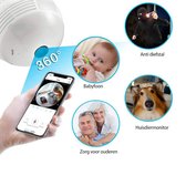 NARVIE smart camera led lamp - Beveiligingscamera - 100% Volledig Draadloos - Babyfoon - Smart Camera - 1080P HD - WiFi Camera - Met Mobiele App - Incl. 32GB Geheugenkaart