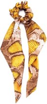 Scrunchie vlinderstrikje geel Print-Haar accessoire Scrunchie strikje -  2 delig haarelastiekje met een sjaaltjes- Leuke Scrunchie met strik voor zomer- Meisje haarelastiekje met l