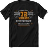72 Jaar Legend T-Shirt | Goud - Zilver | Grappig Verjaardag Cadeau | Dames - Heren | - Zwart - L