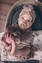 Baby turban mutsje velvet beige 0-3 maanden