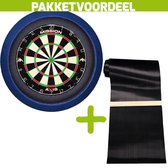 Mission Axis + Rubberen Dartmat 90*300 incl oche + Dartbordverlichting Basic (Blauw)