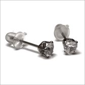 Aramat jewels ® - Zirkonia zweerknopjes hartje 4mm oorbellen transparant chirurgisch staal