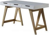 Bureau 3 lades - Eiken en wit decor - L 120 x D 60 x 77 cm - GAUDI