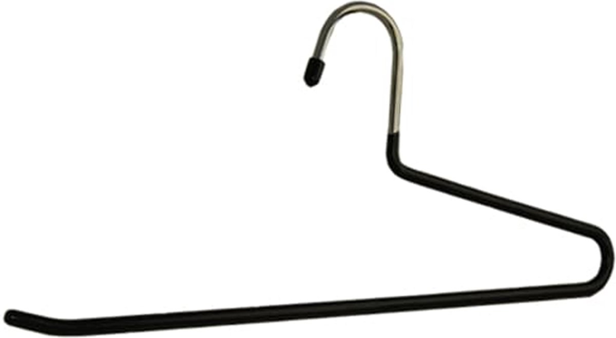 De Kledinghanger Gigant - 10 x Broekhanger/ pantalonhanger / kinderhanger metaal met zwarte anti-slip coating, 32 cm