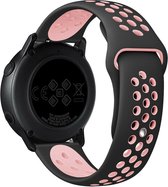 Strap-it Smartwatch bandje 20mm - sport bandje geschikt voor Samsung Galaxy Watch 42mm / Active / Active2 - 40 & 44mm / Galaxy Watch 3 41mm / Galaxy Watch 4 / 4 Classic / Galaxy Watch 5 / 5 Pro / Galaxy Watch 6 / 6 Classic / Gear Sport - zwart/roze