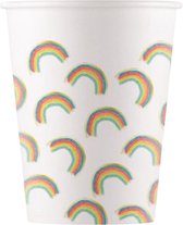 Procos Feestbekers Rainbow 200 Ml Papier Wit 8 Stuks