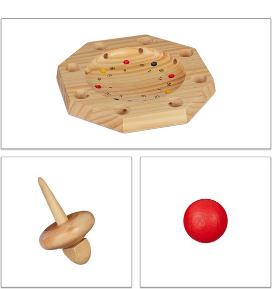 HOT Sports Toys houten Tiroler roulette spel met tol en ballen bij Planet Happy