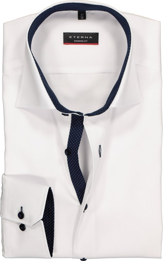 ETERNA Modern Fit overhemd - wit fijn Oxford (special) - Strijkvrij - Boordmaat: