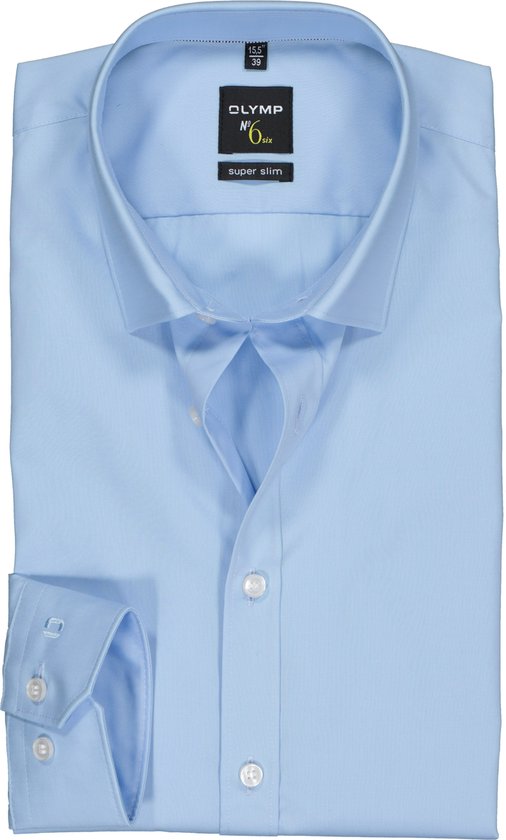 OLYMP No. Six super slim fit overhemd - mouwlengte 7 - lichtblauw -  Strijkvriendelijk... | bol.com