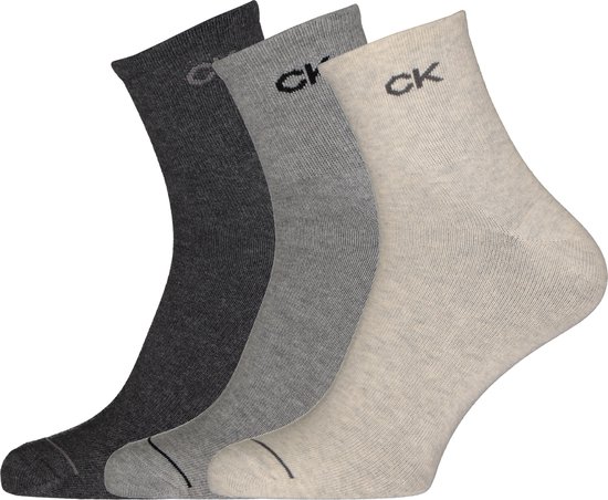 Calvin Klein herensokken Nick (3-pack) - hoge enkelsokken - drie tinten grijs - Maat: One size