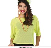 Guirca - Jaren 80 & 90 Kostuum - So 80s Visnet Neon Geel Shirt Vrouw - geel - One Size - Carnavalskleding - Verkleedkleding