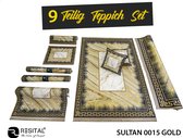 Tapijtset "Sultan 0015 GOLD", RESITAL The Voice of Carpet, rechthoekig, hoogte 9 mm, bedrukte platte stof, marmerdessin, 9 stuks