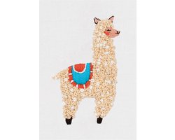 PANNA borduurpakket Kleine lama JK-2201 - Satijnsteek - Borduren voor volwassenen - Voorbedrukte stof