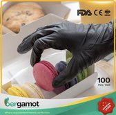 Bergamote| Nitril Handschoen| Noir| Convient pour la nourriture| Industrie| Nettoyage| TAILLE MOYENNE| 100 EN BOÎTE