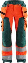 Blaklader Dames werkbroek High Vis met spijkerzakken 7156-1811 - High Vis Oranje/Groen - C44