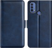 Motorola Moto E20 / E30 / E40 Hoesje - MobyDefend Luxe Wallet Book Case (Sluiting Zijkant) - Blauw - GSM Hoesje - Telefoonhoesje Geschikt Voor: Motorola Moto E40 / Moto E30