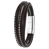 Stalen herenarmband wikkel bruin/bruin grijs