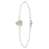 Lulu Jewels - Stalen armband met hart rozenkwarts