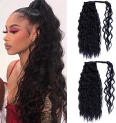 Wrap Around Ponytail Extension Wavy - Premium Synthetic Fiber 22''/55cm (2) Deep Dark Brown  P009