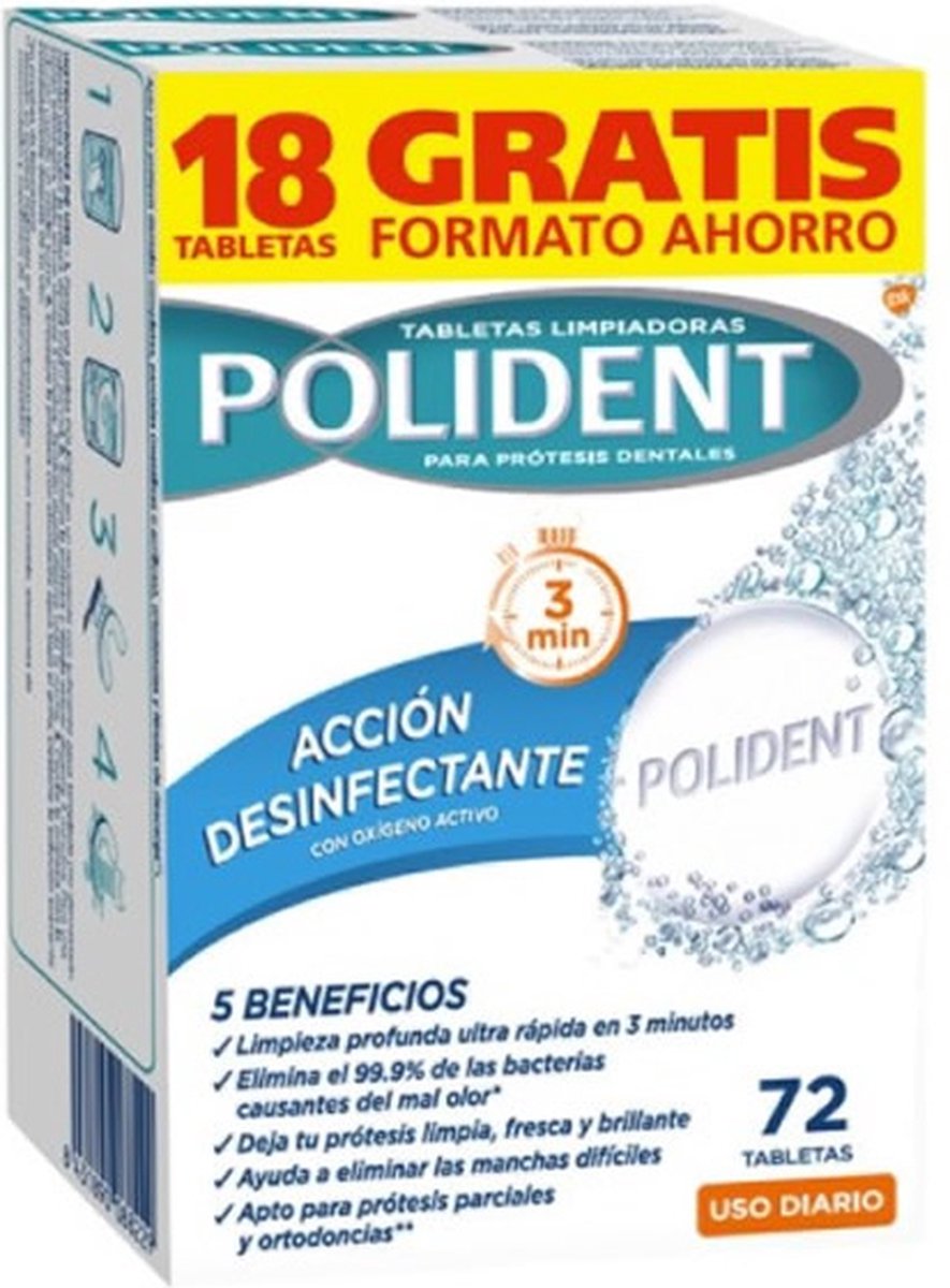 Polident Dental Cleansing Tablets Box 72 Count