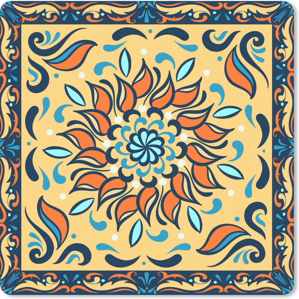Muismat 30x30 cm - Mousepad Zonnebloemen - Kader - Vierkant - Muismatten