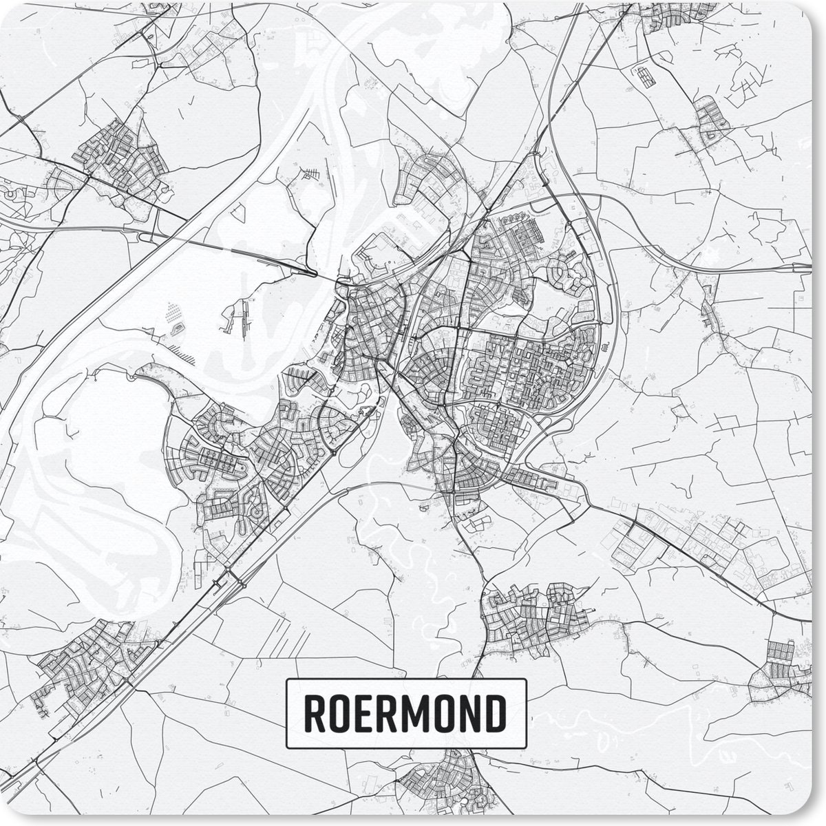 Muismat 30x30 cm - Mousepad Stadskaart Roermond - Muismatten