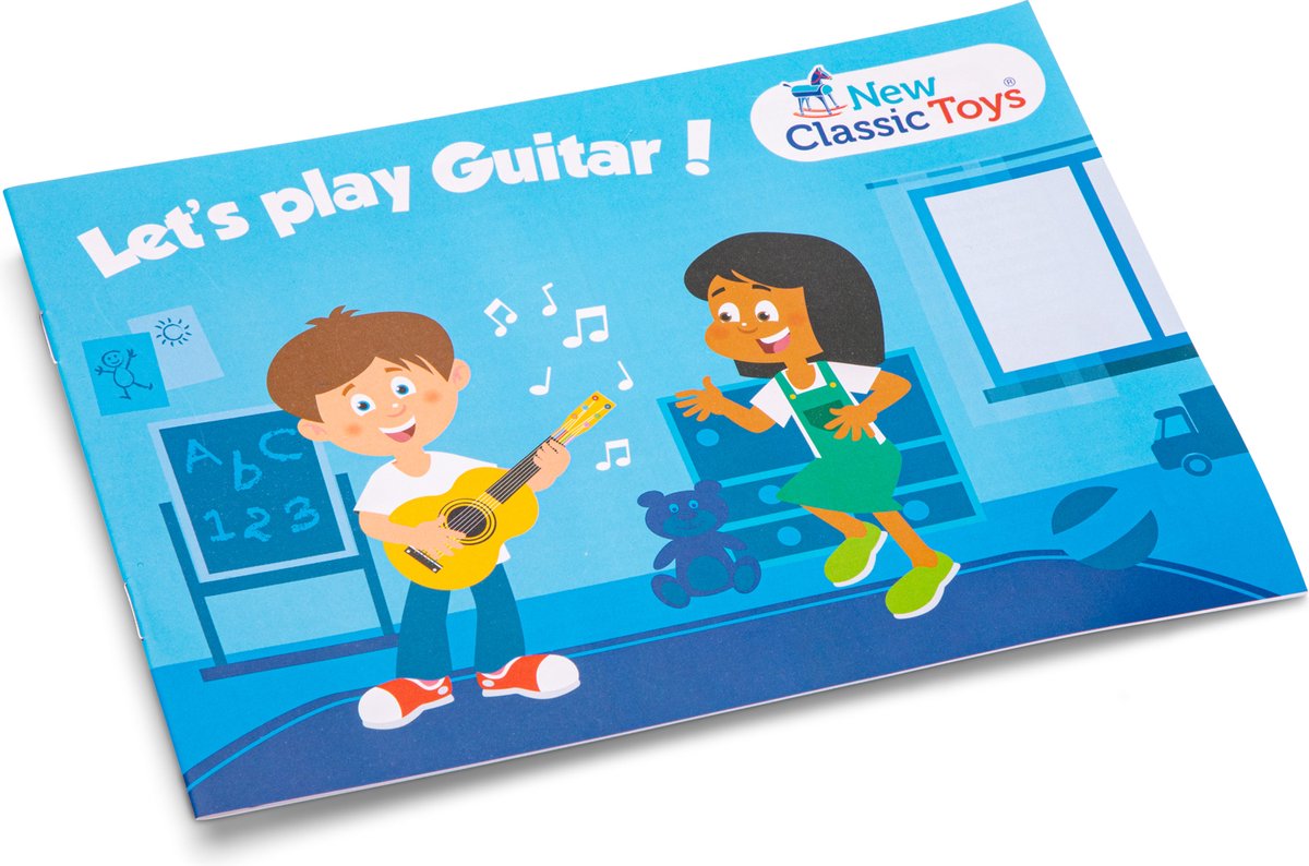New Classic Toys® Houten Speelgoedgitaar met Draagriem - Rood - Speelgoedinstrument - Mijn eerste Gitaar Inclusief Muziekboekje - Speelgitaar voor Kinderen - Vanaf 3 jaar — afbeelding 5