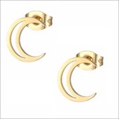 Aramat jewels ® - Maan oorbellen zweerknopjes maan chirurgisch staal goudkleurig 10mm