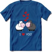 I Love You - Valentijn T-Shirt | Grappig Valentijnsdag Cadeautje voor Hem en Haar | Dames - Heren - Unisex | Kleding Cadeau | - Donker Blauw - XL