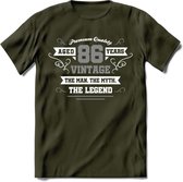 86 Jaar Legend T-Shirt | Zilver - Wit | Grappig Verjaardag en Feest Cadeau | Dames - Heren - Unisex | Kleding Kado | - Leger Groen - S