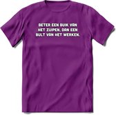 Beter Een Buik Van Het Zuipen... T-Shirt | Bier Kleding | Feest | Drank | Grappig Verjaardag Cadeau | - Paars - XL