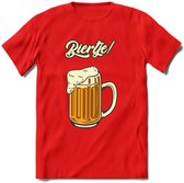 Biertje! T-Shirt | Bier Kleding | Feest | Drank | Grappig Verjaardag Cadeau | - Rood - XXL