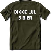 Dikke Lul 3 Bier T-Shirt | Bier Kleding | Feest | Drank | Grappig Verjaardag Cadeau | - Leger Groen - XL