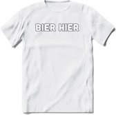 Bier Hier T-Shirt | Bier Kleding | Feest | Drank | Grappig Verjaardag Cadeau | - Wit - 3XL